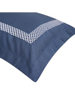 Veda Homes - Moonlight Navy Blue Waffle Embroidery Bedsheet with Cushion Cover (King)
