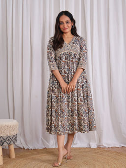 Sivaka India - Flared Fiza Cotton Midi Dress