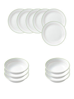 Corelle - Livingware 12 Pc Breakfast Set Versa Bowl - Double Ring Green