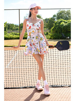 All Eyes On You - Aeoy Positano Printed White Mini Dress