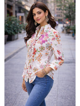 Label Aditi Hundia - White Inara Ruffle Shirt