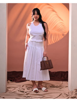 KAKOI - White Box Pleat High Waist Skirt