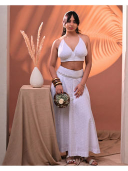 KAKOI - White Maxi Flared Skirt