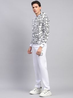 Rock.it - Mens White Regular Fit Full Sleeve Hoodie and Trackpant