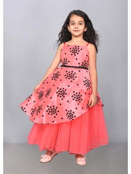 Toy Balloon Kids - Girls Coral Floral Party Wear Gown