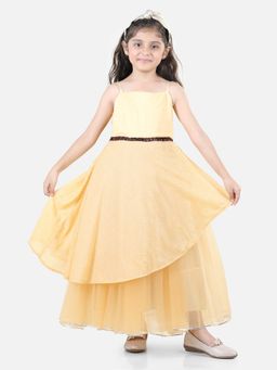 Toy Balloon Kids - Girls Golden Embellished Party Wear Gown