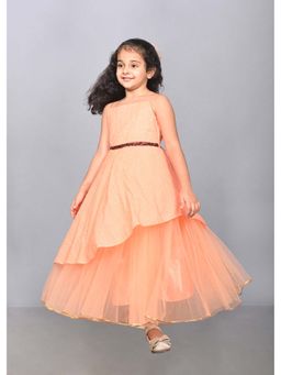Toy Balloon Kids - Girls Orange Embellished Party Wear Gown