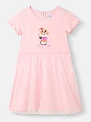 Buy Nautinati Girls Knit and Woven Frock Graphic Tulle Dress (2-3 ...