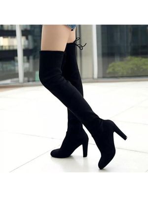 MISS MOSA BY AKANKSHA Black Luxury Suede Heels Casual Boots