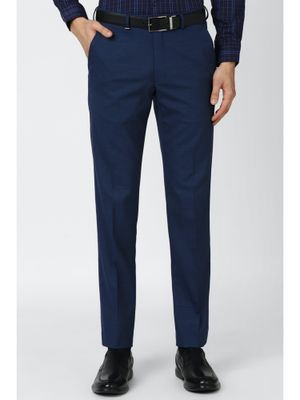 Buy Van Heusen Men Navy Slim Formal Trousers Online