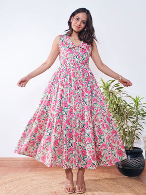 Cotton India Dress - Pink/Maxi main image 1