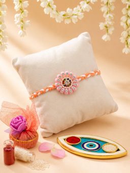 ADIVA - Pink Floral Designer Thread Rakhi Gift Set