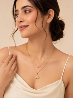 AANURA - 18K Gold Plated Crystal Ribbon Loop Layered Necklace