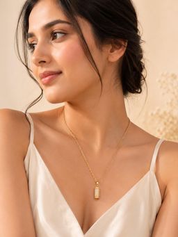AANURA - 18K Gold Plated Crystal Cylinder Pendant Necklace