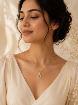 AANURA - Gold Plated Open Oval Crystal Necklace