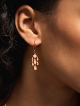 Accessorize London - Women'S 14Ct Gold-Plated Rose Quartz Drop Earrings
