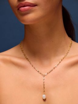 Accessorize London - Women'S 14K Gold-Plated Pearl Lariat Necklace