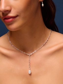 Accessorize London - Women'S Sterling Silver-Plated Pearl Lariat Necklace