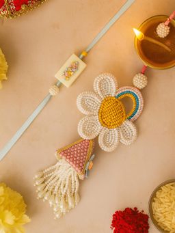 PANASH - Multi-Color Floral Beaded Rakhi Gift Set