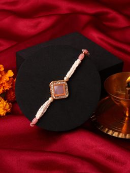PANASH - Pink Beaded and Stone Studded Rakhi Gift Set