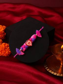 PANASH - Pink and Purple Heart Shaped Rakhi Gift Set