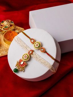 PANASH - Multi-Color Beaded and Stone Studded Rakhi Gift Set