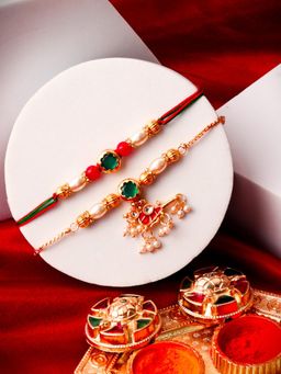 PANASH - Multi-Color Beaded and Stone Studded Rakhi Gift Set