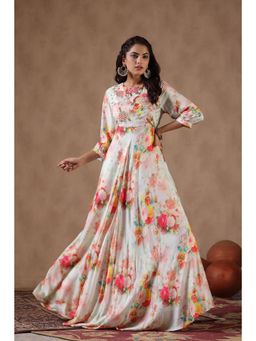 Scakhi - Multicolour Satin Printed Flared Gown