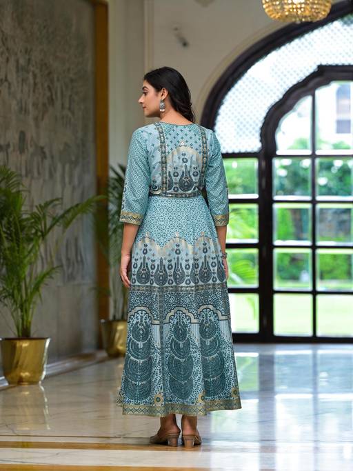 aqua beaded embroidered maxi dress Buy Juniper Santoon Printed Fit and Flare with Beads and Dori Tie-Up (Set of 2) (S) Online Scoop Neck Textured Sequin length silhouette Petite size:4 Saturday night outfit