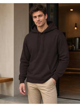 Nobero - Mens Brown Solid Hoodie