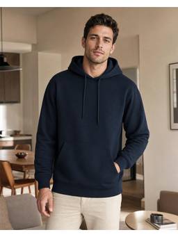 Nobero - Mens Navy Blue Solid Hoodie