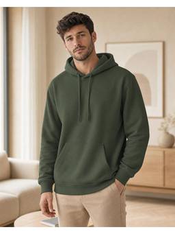 Nobero - Mens Green Solid Hoodie