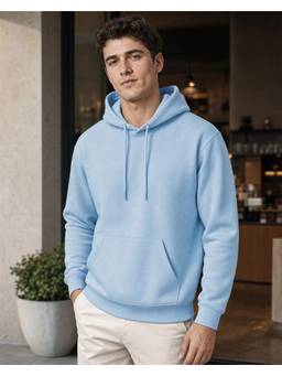 Nobero - Mens Light Blue Solid Hoodie
