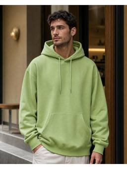 Nobero - Light Green Solid Oversized Hoodie