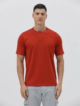 Crocodile - Mens Red Cotton Casual Wear T-Shirt