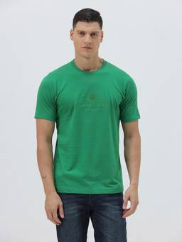 Crocodile - Mens Green Cotton Casual Wear T-Shirt