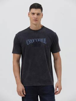 Crocodile - Mens Navy Blue Cotton T-Shirt