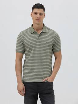 Crocodile - Mens Stripes Cotton Casual Wear Polo T-Shirt