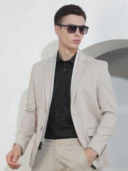 CRIMSOUNE CLUB - Mens Beige Notched Lapel Blazer