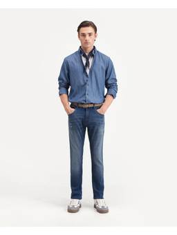 Rare Rabbit - Pine 1 Mens Hawk Slim Blue Solid Jeans