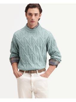 Rare Rabbit - Zayn-E Mens Dusky Teal Jacquard Turtle Neck Sweater