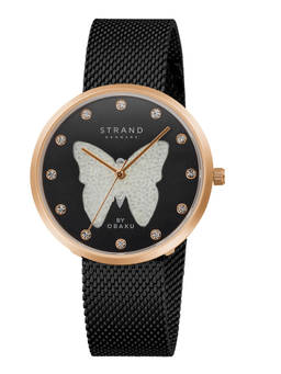 Strand by Obaku - Sparkling Butterfly Black Dial Quartz Watch For Women (S700LHVBMB-DBW)