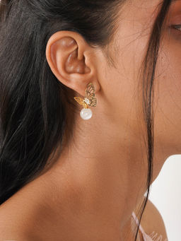 Joker and Witch - Joker & Witch Butterfly Pearl Drop Earrings