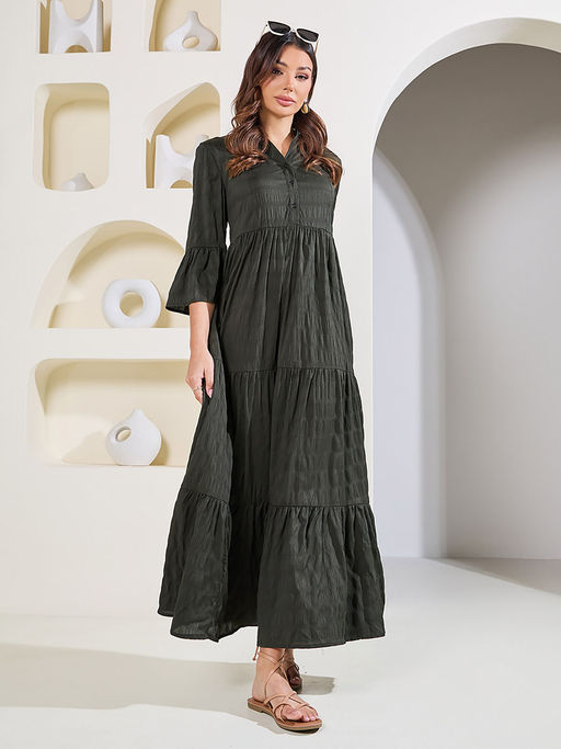 chinese dress ladies Ocean Serenade Tiered Maxi Skirt (Khaki) · NanaMacs