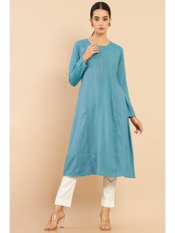 Soch - Women Blue Self Design Kurta