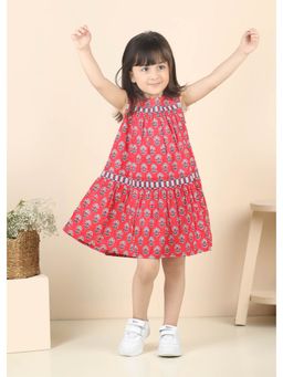 RATAN JAIPUR - Mia Buti Cotton Dress Girls - Red