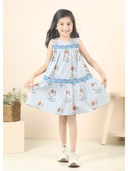 RATAN JAIPUR - Mia Buta Cotton Dress Girls - Blue
