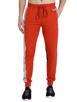 AM SWAN - Premium Cotton Colorblock Joggers In Red