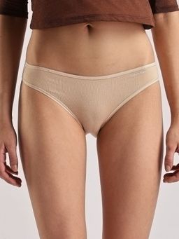 Calvin Klein - Beige Solid Low Rise Bikini Panty