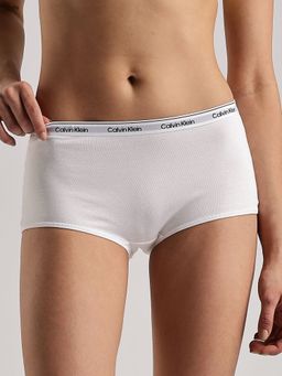 Calvin Klein - White Solid Mid Rise Boy-Shorts